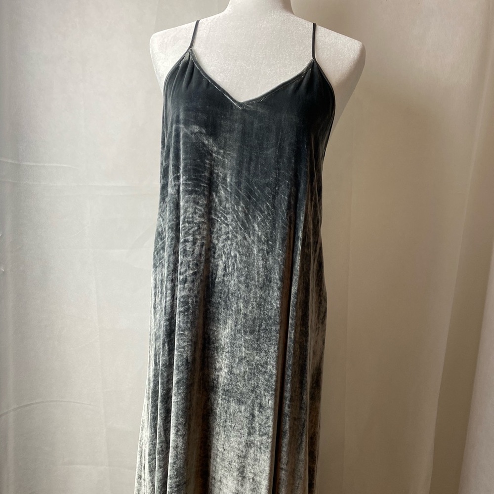 ATM pewter velvet slip dress.